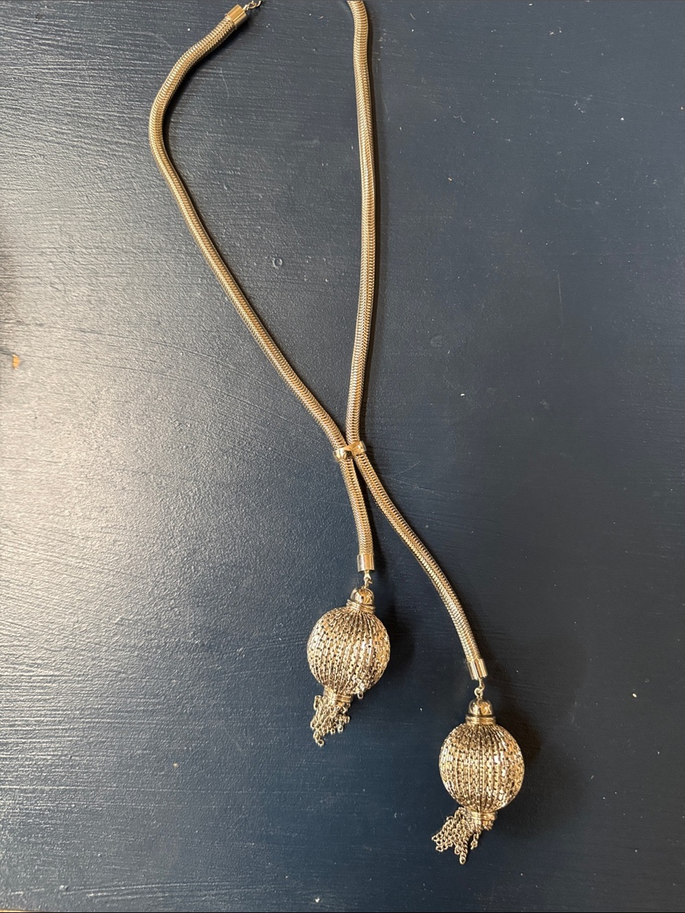 Silver 18” Necklace with balls and tassels